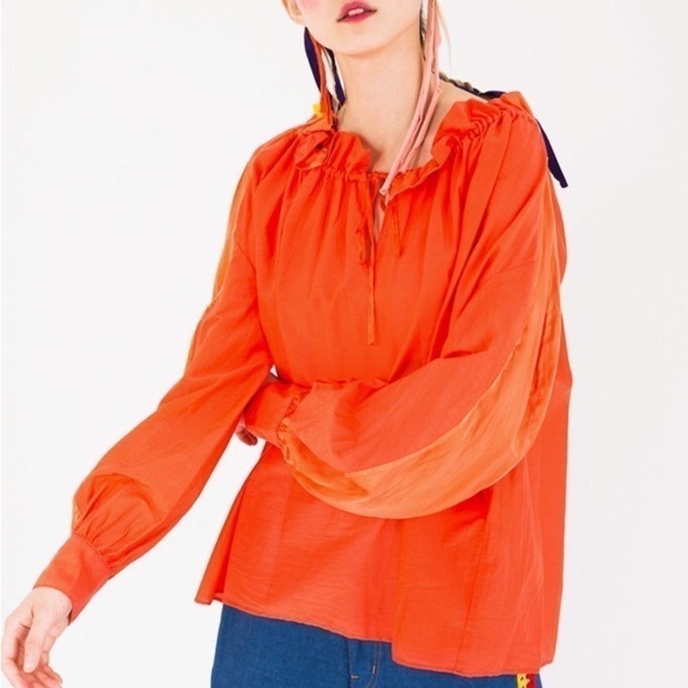 B. Young Francina Blouse Long Sleeve Orange, size 36